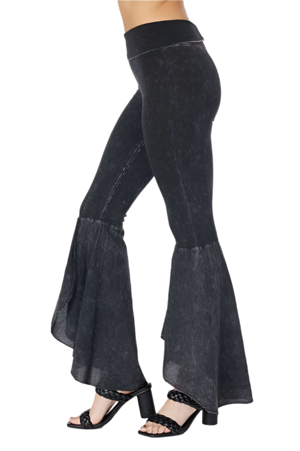 T-Party Mineral Wash Tulip Flair Bottom Pant - Black - Side View