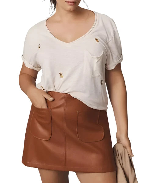 TLA V-Neck Tee Shirt with Pocket and Plus