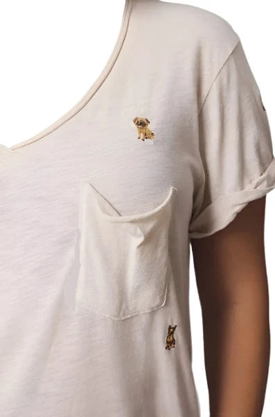 TLA V neck tee with Doggies 