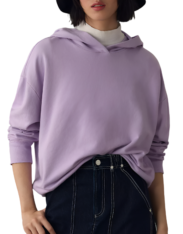 TLA Crop Hoodie Oversized - Lilac - Front View