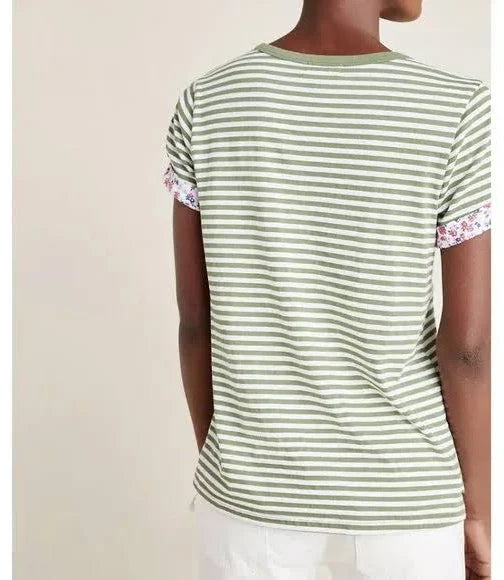 TLA Ringer Stripe Rolled Up Short Sleeve Tee