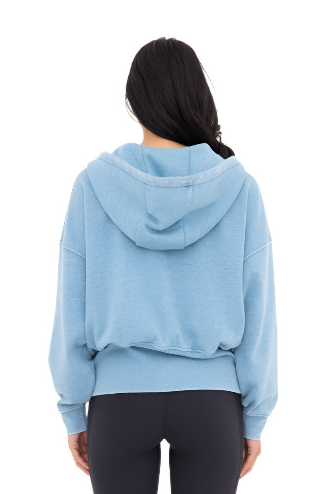 Mono B Fleece Hoodie Jacket KJ11571 Blue Jay - Blue Jay - Back View