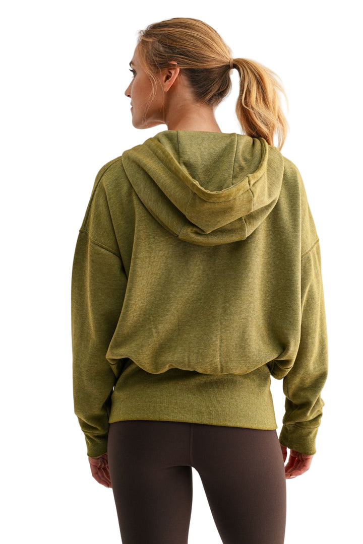 Mono B Fleece Hoodie Jacket - Camo Green - Back View