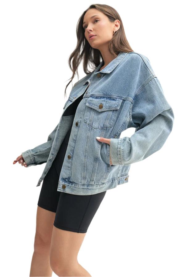 Mono B Boxy Cut Denim Jacket Oversized KJ11683