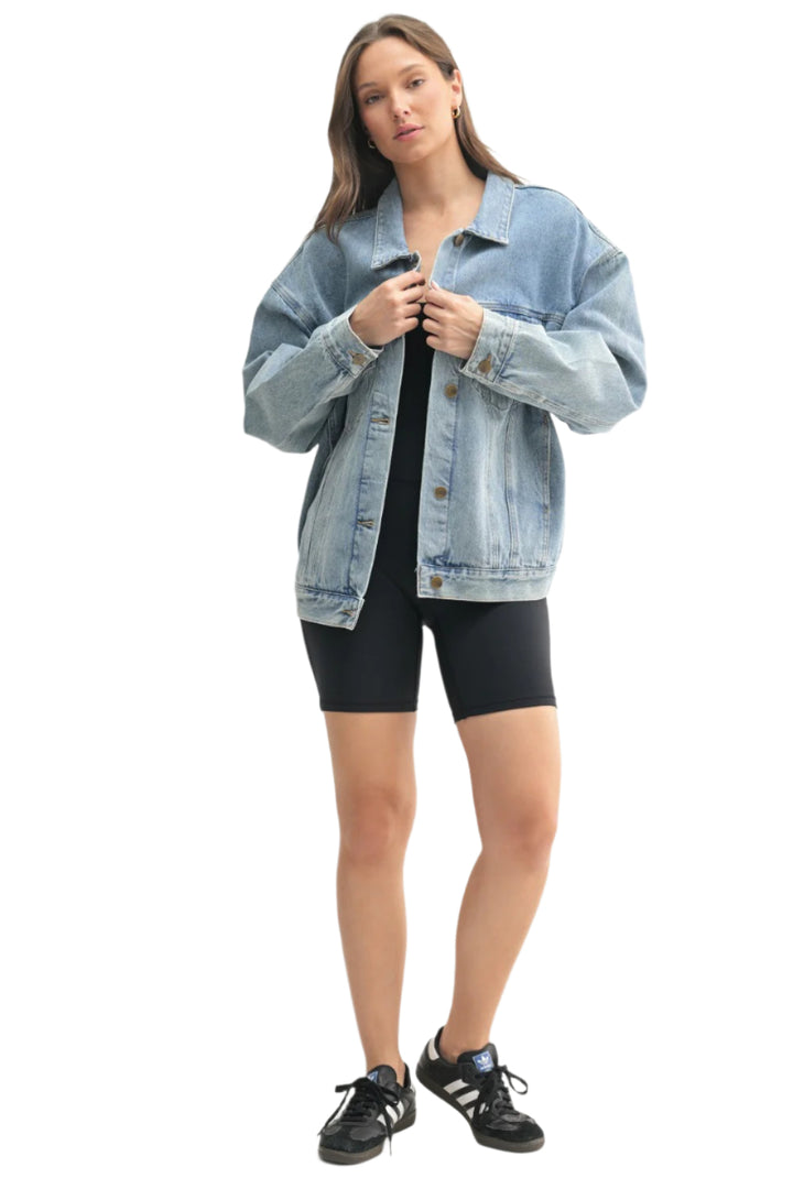 Mono B Boxy Cut Denim Jacket Oversized KJ11683