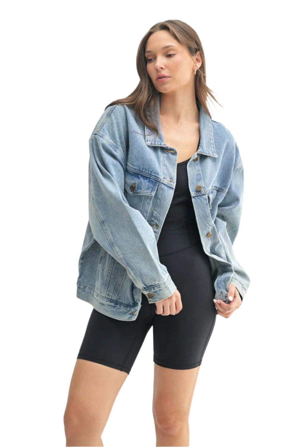 Mono B Boxy Cut Denim Jacket Oversized KJ11683