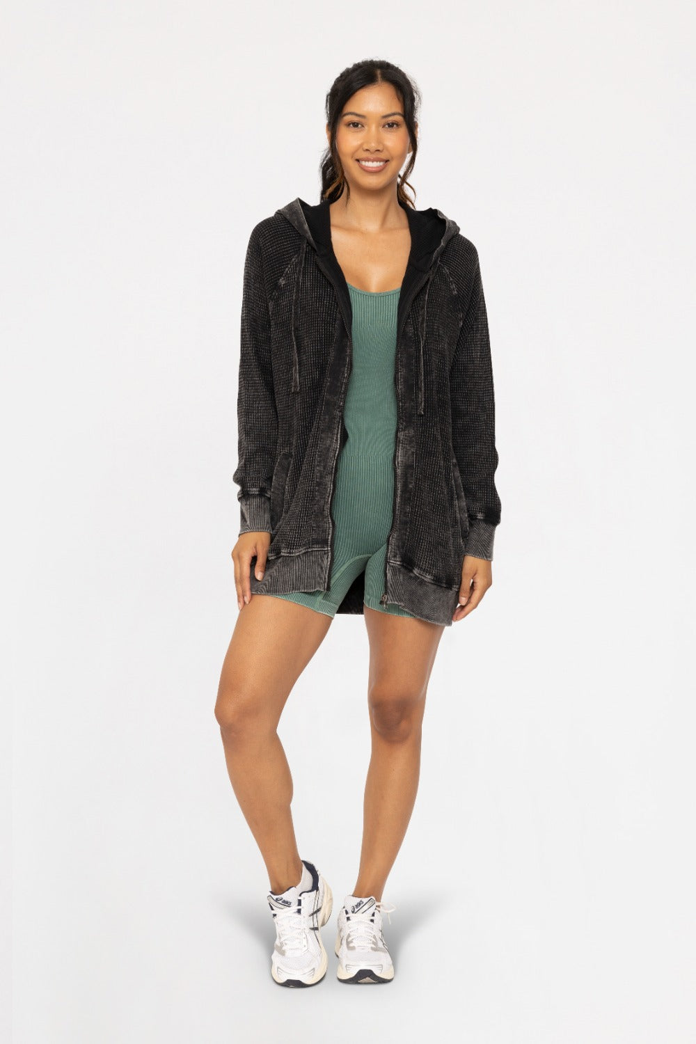 Mono B Thermal Oversized Zip Up Hooded Jacket KJ12071