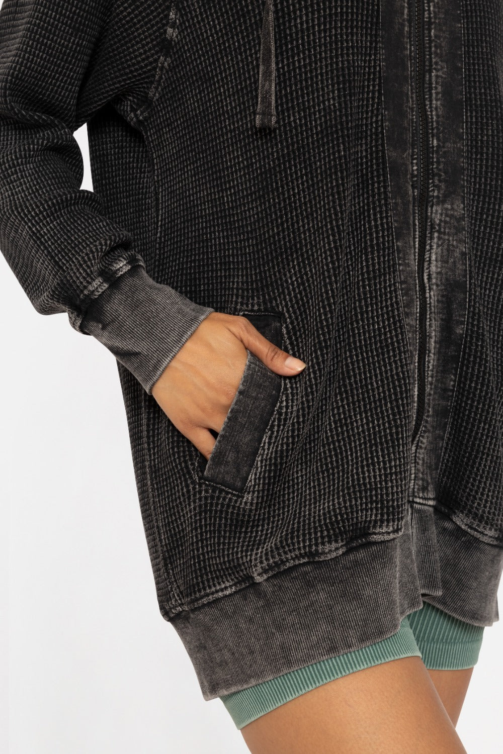 Mono B Thermal Oversized Zip Up Hooded Jacket KJ12071
