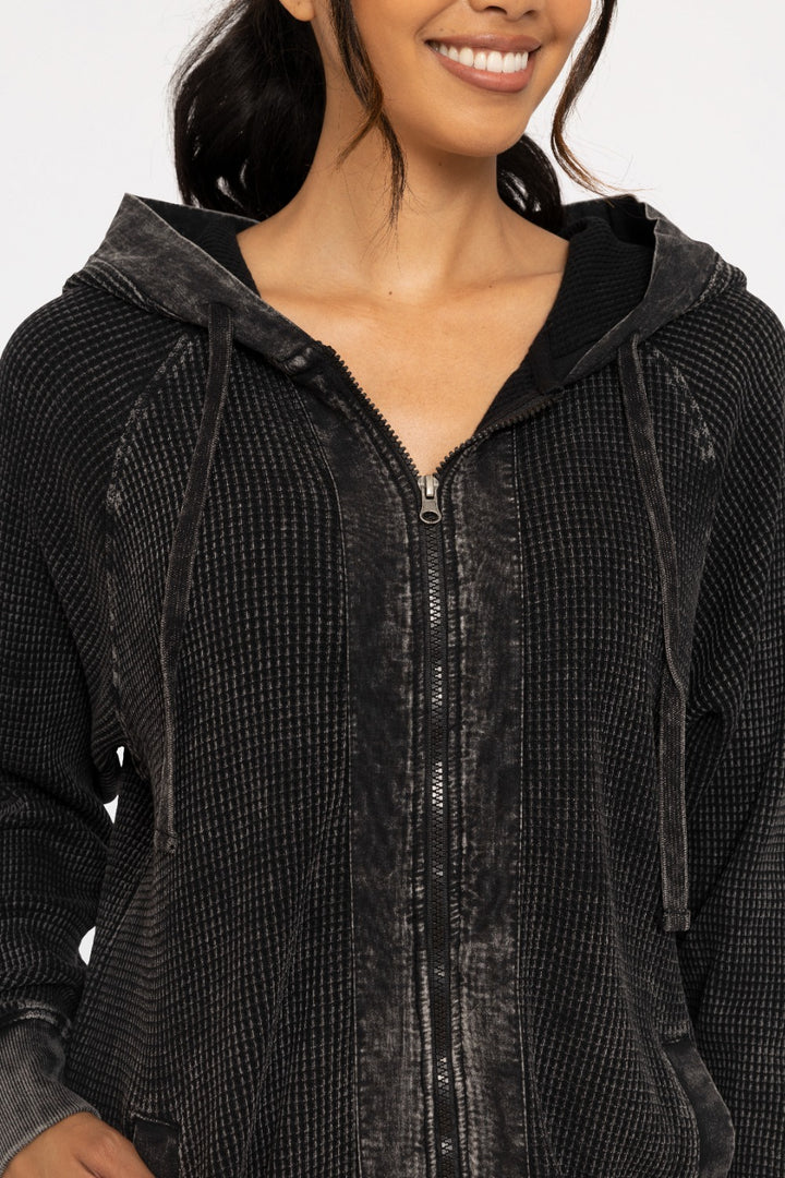 Mono B Thermal Oversized Zip Up Hooded Jacket KJ12071