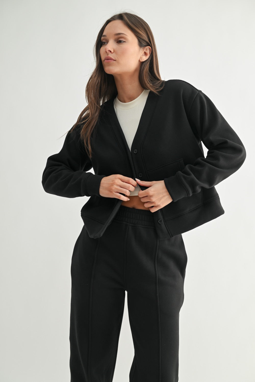 Mono B Brushed Interior Cardigan Hoodie KJ5119