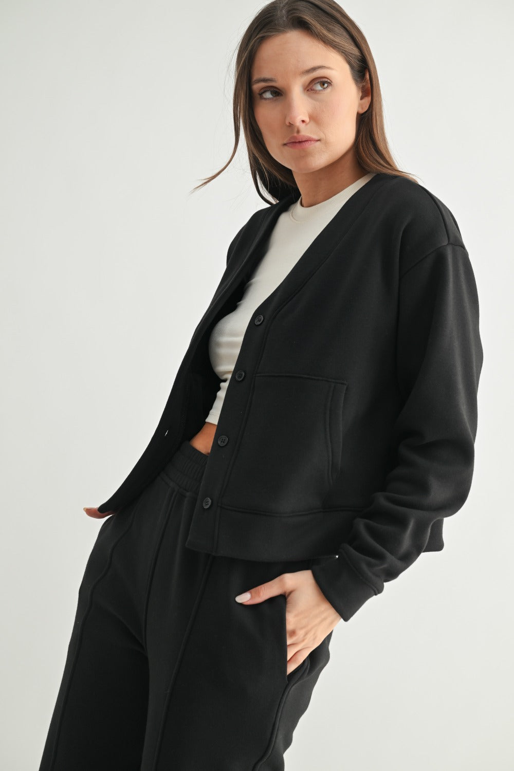 Mono B Brushed Interior Cardigan Hoodie KJ5119