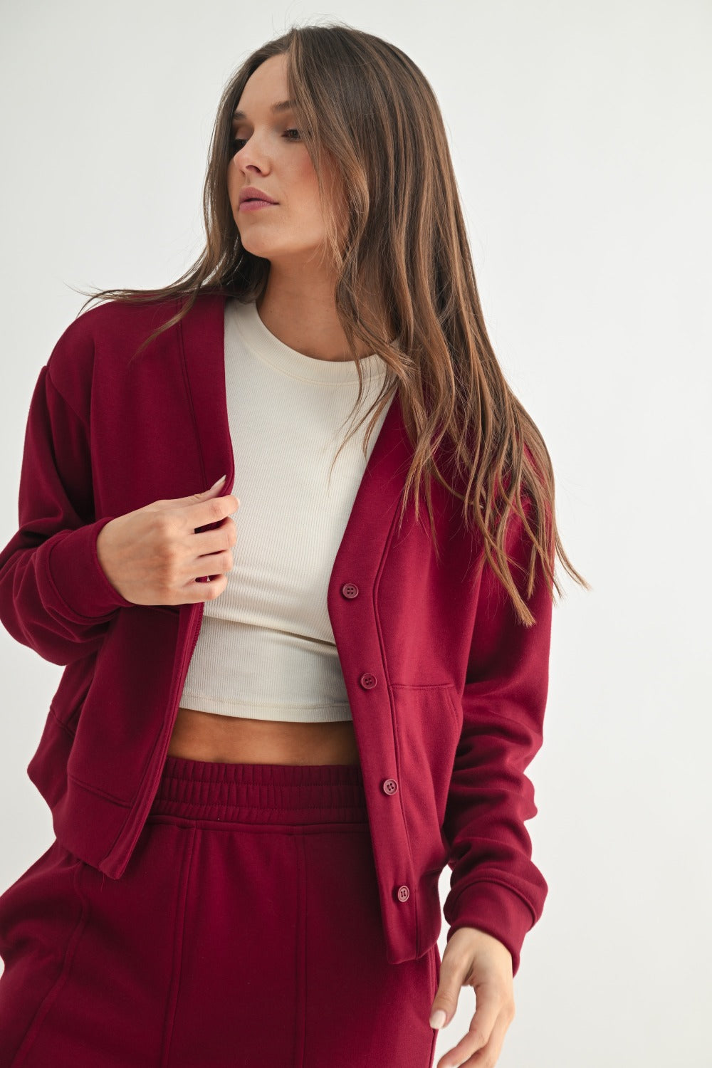 Mono B Brushed Interior Cardigan Hoodie KJ5119