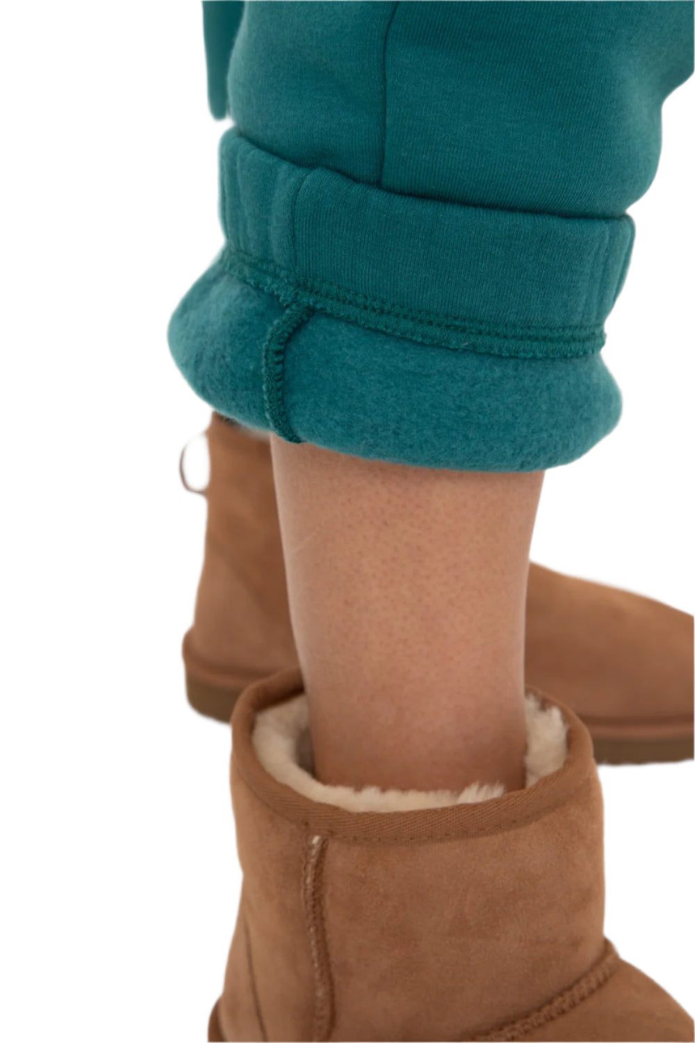 Mono B Fleece Billow Banded Bottom Sweat Pants - Blue Palm - Rear View