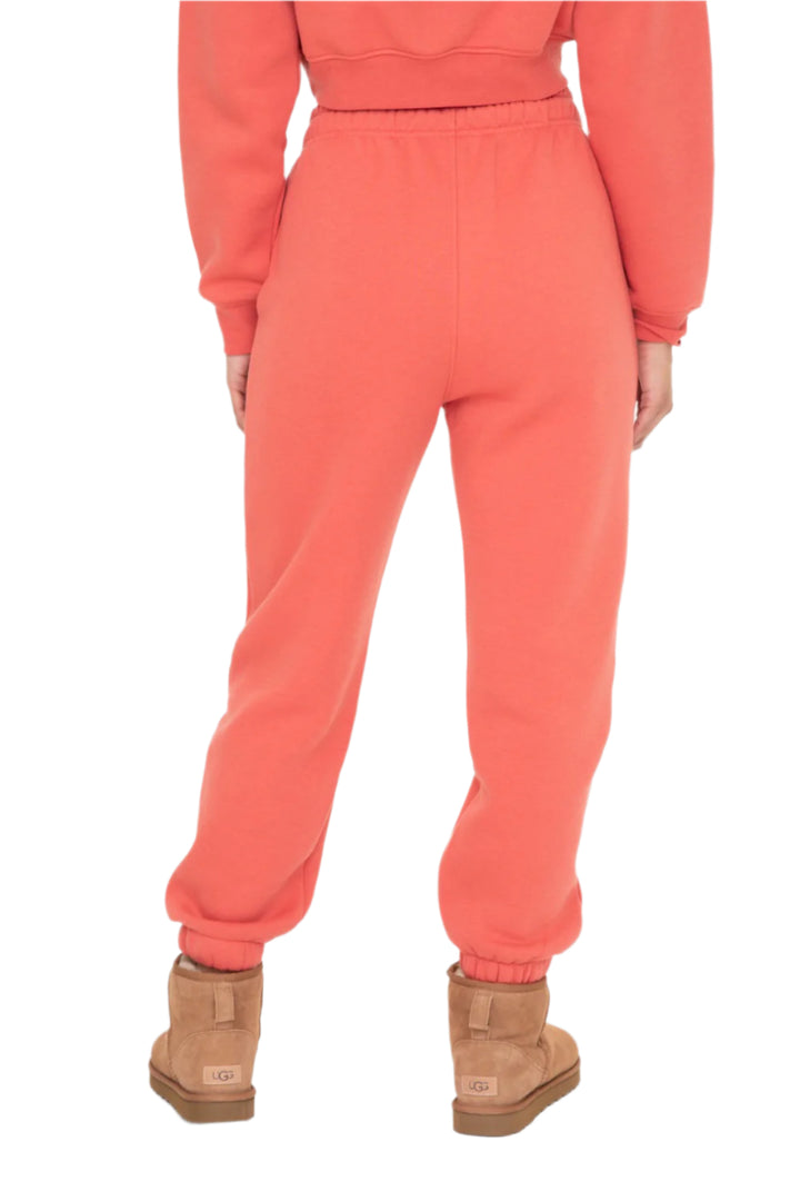 Mono B Fleece Billow Banded Bottom Sweat Pants - Winter Coral - Bottom Back View