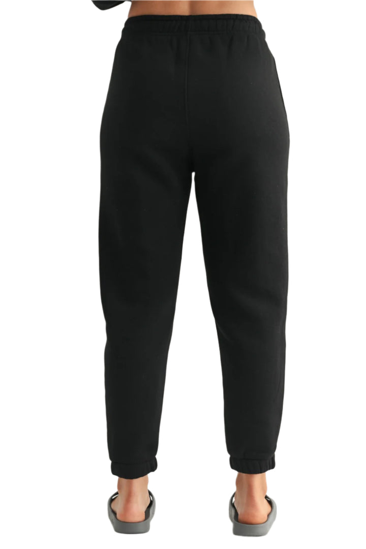 Mono B Fleece Billow Banded Bottom Sweat Pants KP11620 Black