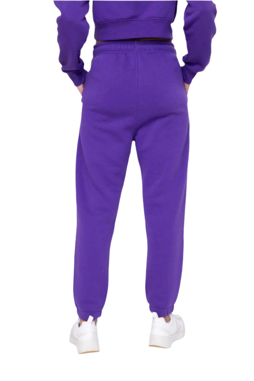 Mono B Fleece Billow Banded Bottom Sweat Pants - Royal Purple - Back View