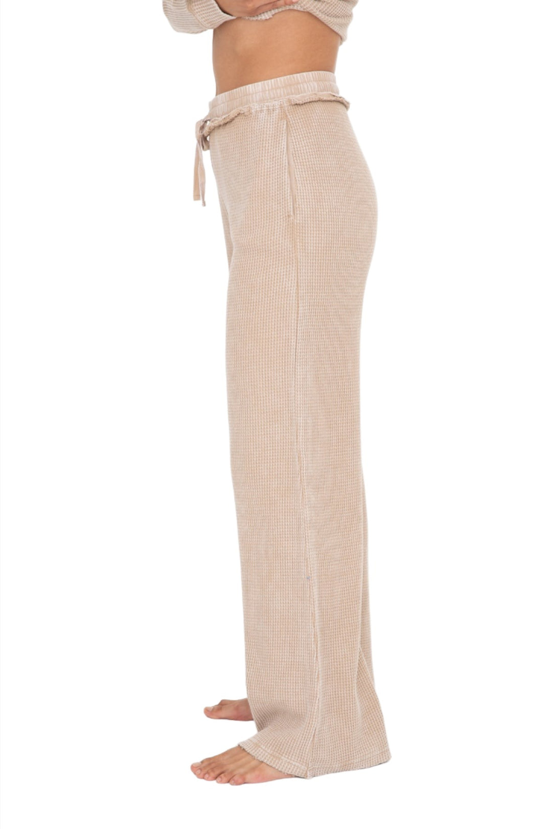 Mono B Distressed Mineral-Washed Pants KP11923 - Taupe - Side View