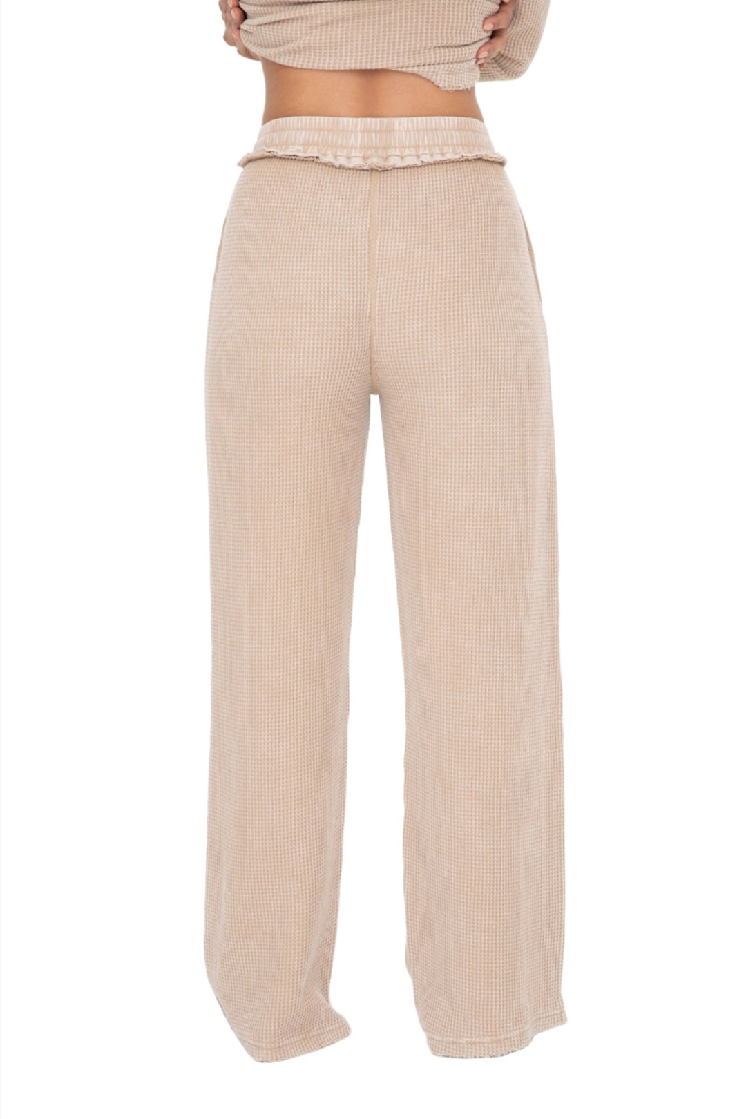 Mono B Distressed Mineral-Washed Pants KP11923 - Taupe - Back View