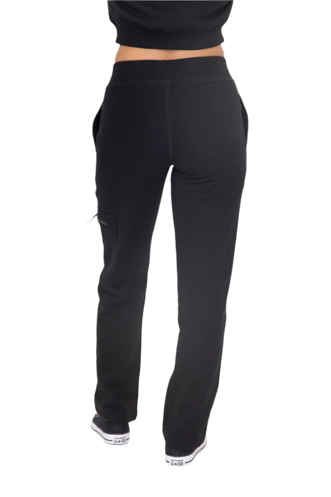 Mono B Brushed Fleece Cargo Lounge Pants - Black - Back View