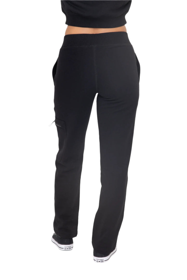 Mono B Brushed Fleece Cargo Lounge Pants - Black - Back View