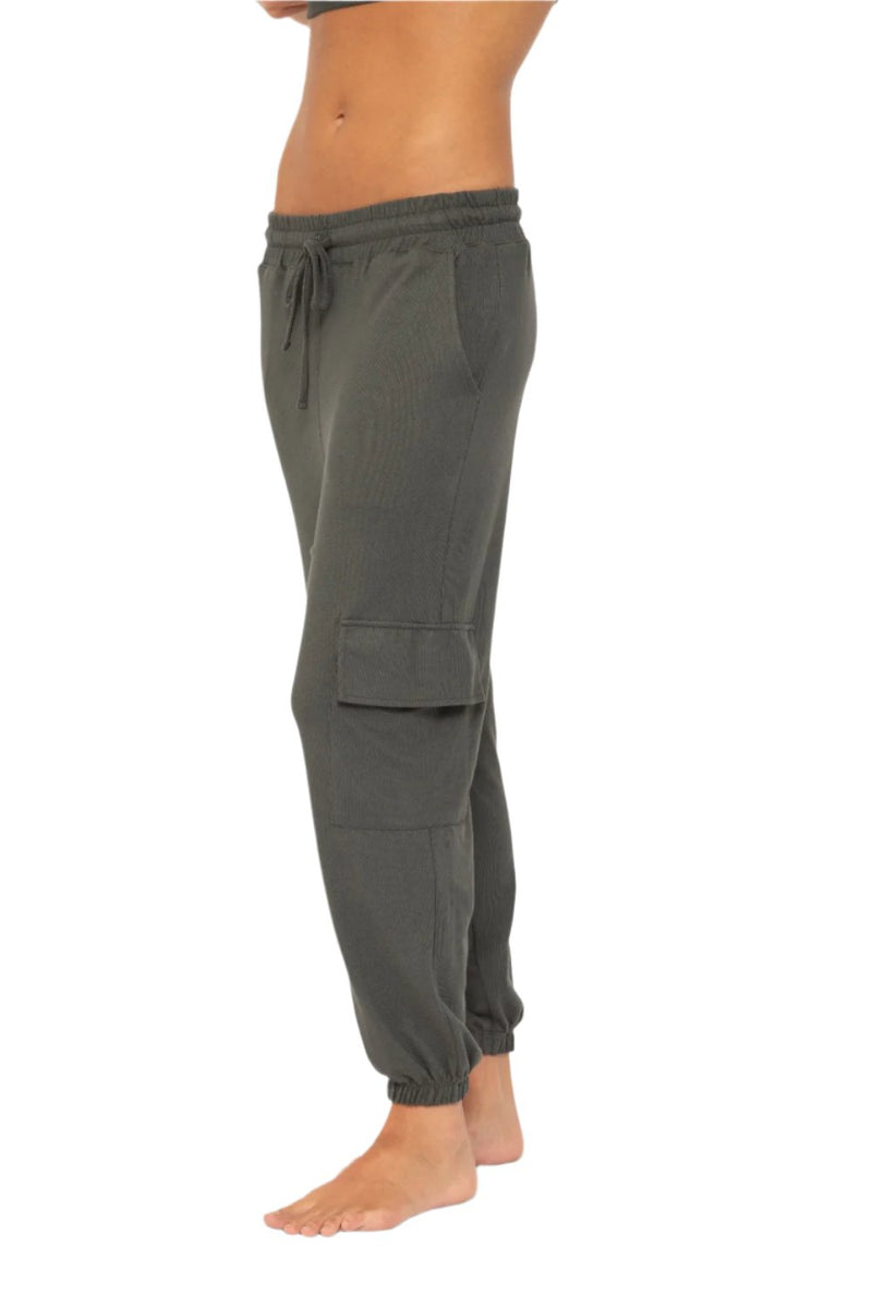 Mono B Brushed Hacci Cargo Lounge Jogger Pant - Urban Grey - Side View