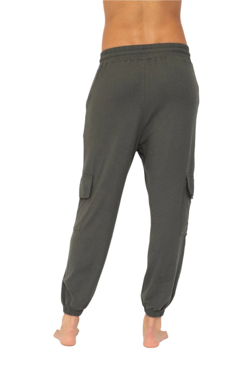 Mono B Brushed Hacci Cargo Lounge Jogger Pant - Urban Grey - Back View