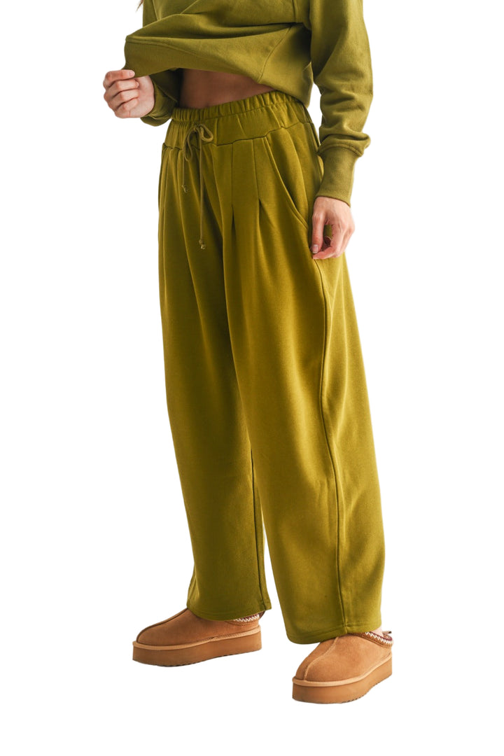 Mono B Dune Drift Wide Leg Loose Pants - Green Camo - Bottom Side View