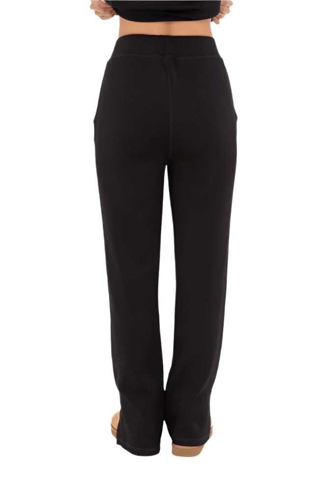 Mono B Elevated Wide Leg Lounge Pant - Black - Back View