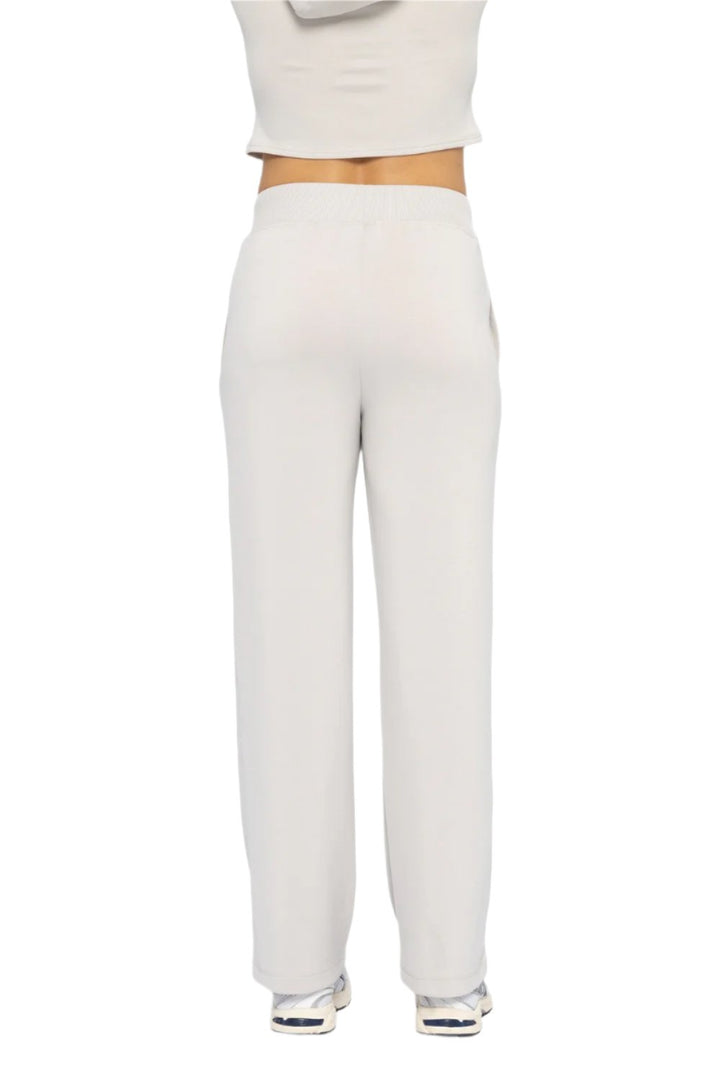 Mono B Cozy Comfort Wide Leg Lounge Pant - Pale Grey - Back View