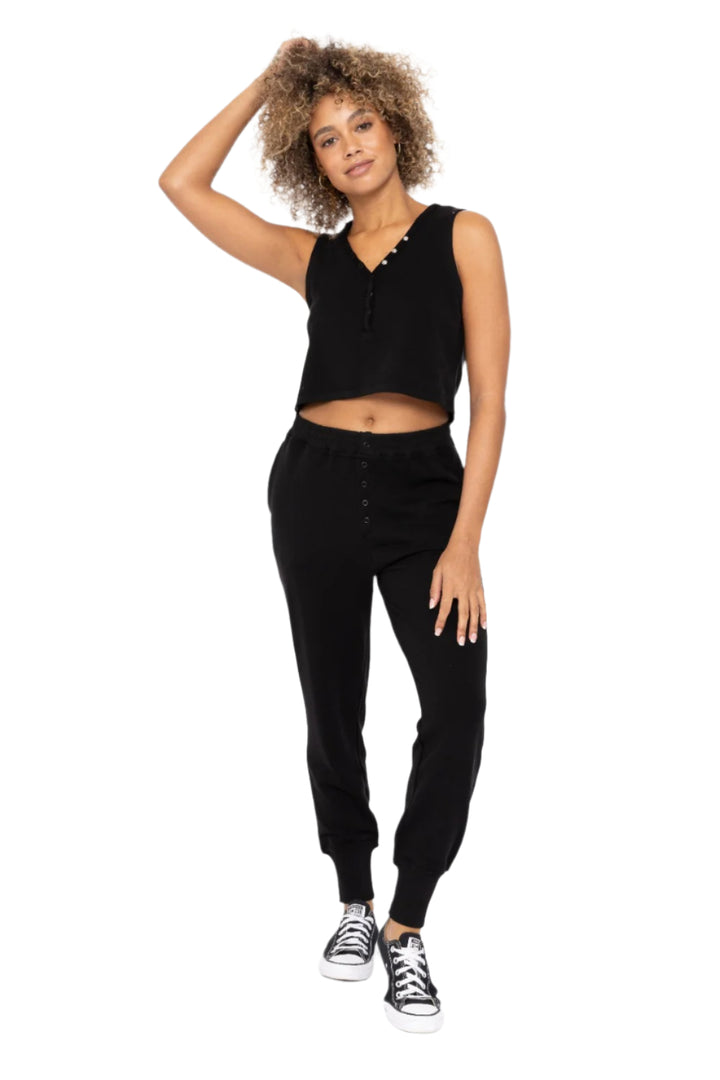 Mono B Cozy Comfort Lounge Pants - Black - Front Full View