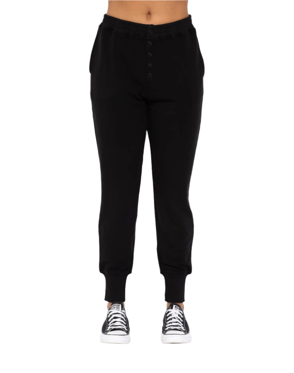 Mono B Cozy Comfort Lounge Pants - Black - Front View