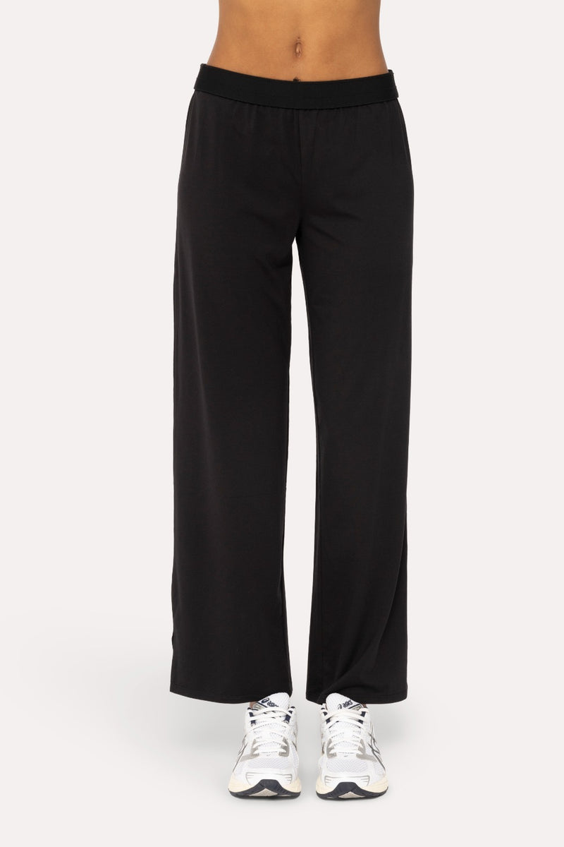 Mono B Air Essentials Fold Over Waist Wide Leg Lounge Pants KPZ12397