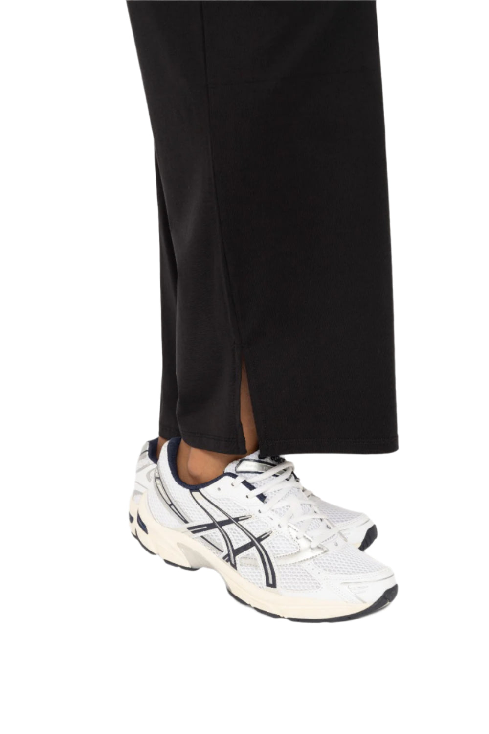 Mono B Air Essentials Fold Over Waist Wide Leg Lounge Pants - Black - Rear View2