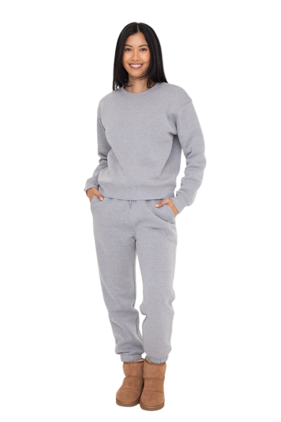 Mono B Classic Fit Fleece Sweatshirt - Heather Grey - Full Front View