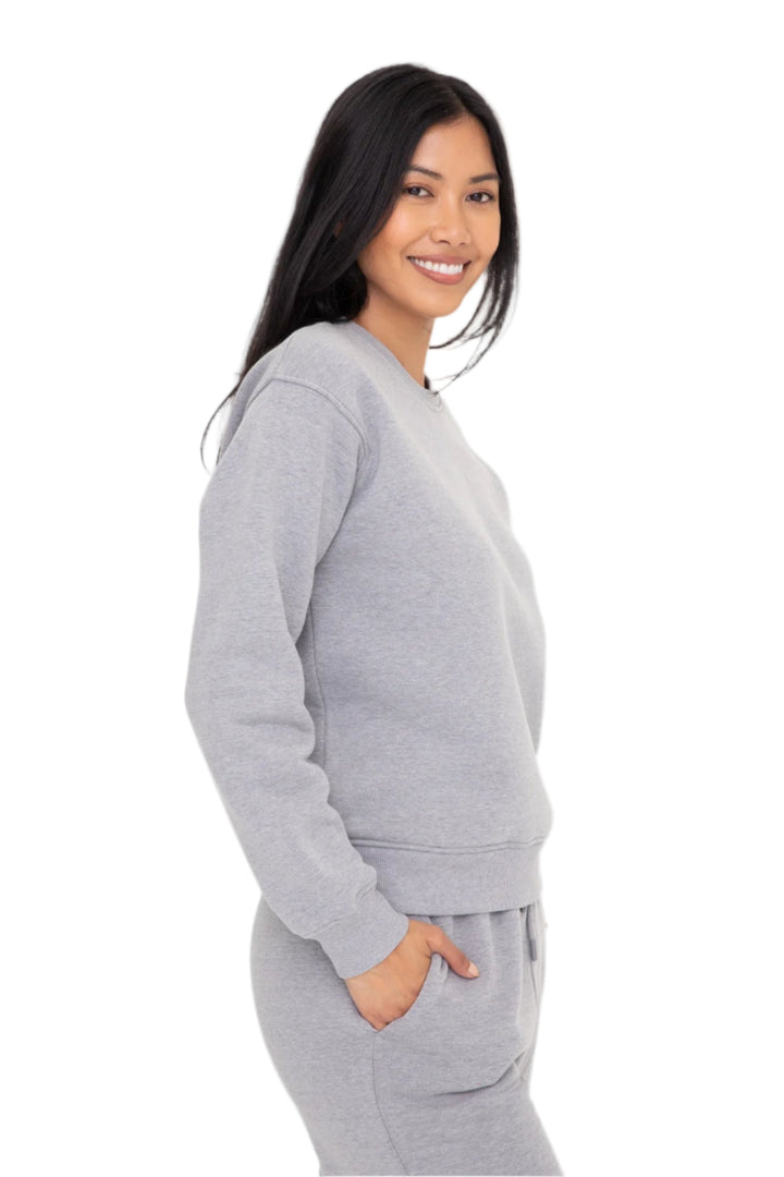Mono B Classic Fit Fleece Sweatshirt - Heather Grey - Side View