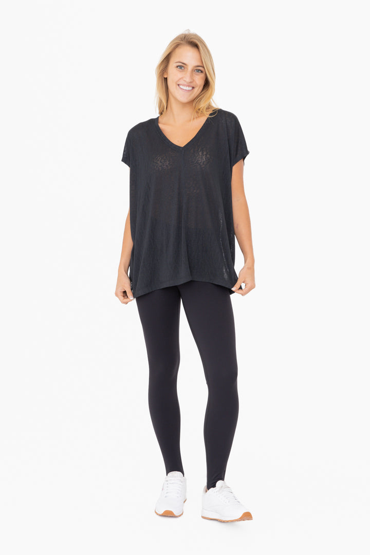 Mono B V Neck Relaxed Modal Blend Tee Shirt KT12213