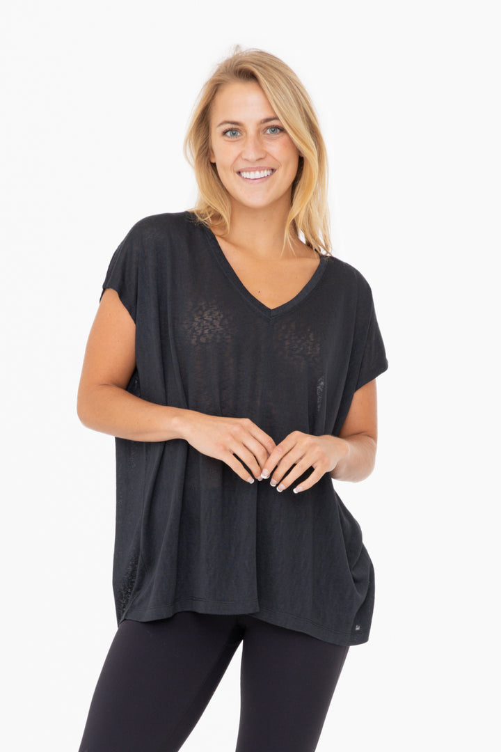 Mono B V Neck Relaxed Modal Blend Tee Shirt KT12213