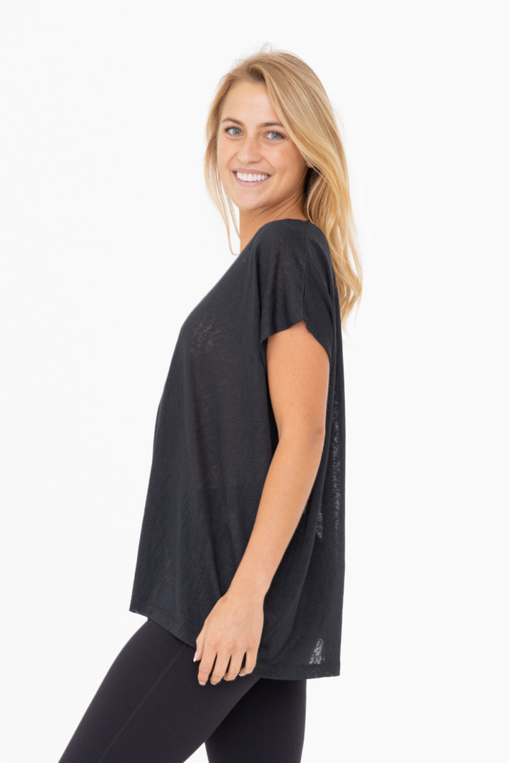 Mono B V Neck Relaxed Modal Blend Tee Shirt KT12213