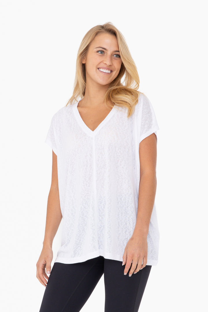 Mono B V Neck Relaxed Modal Blend Tee Shirt KT12213