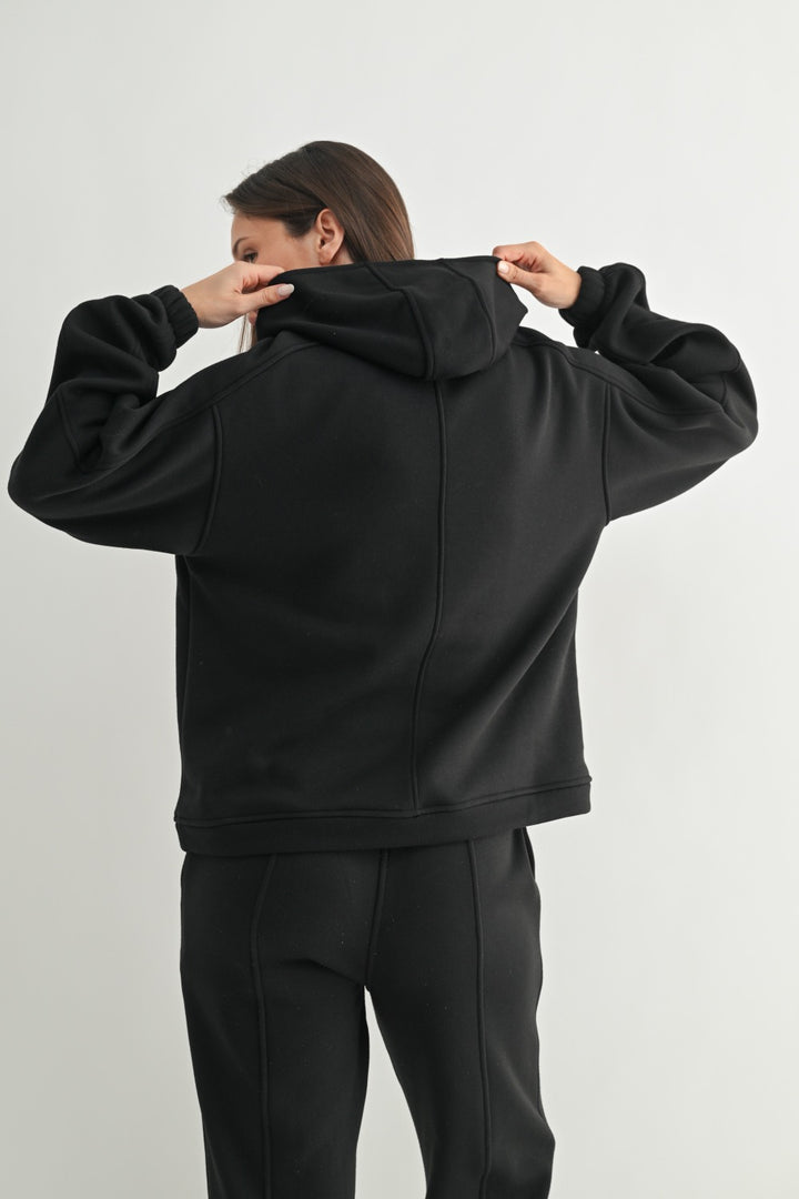 Mono B Brushed Fleece Hoodie KT5117 Black