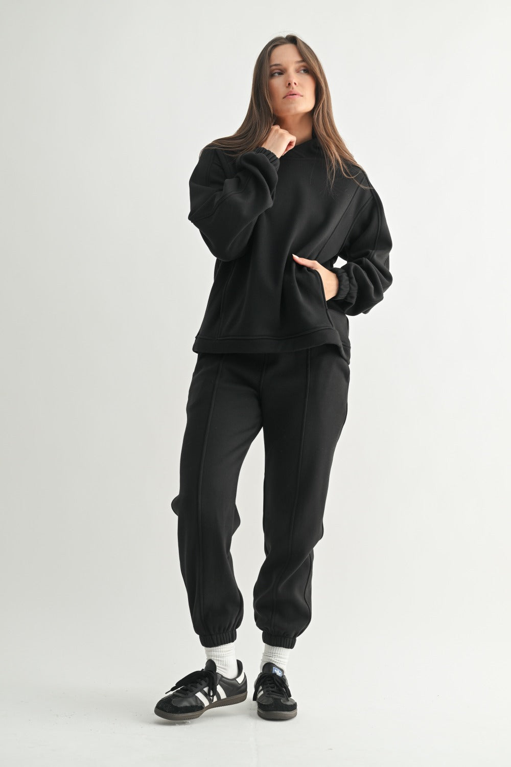 Mono B Brushed Fleece Hoodie KT5117 Black