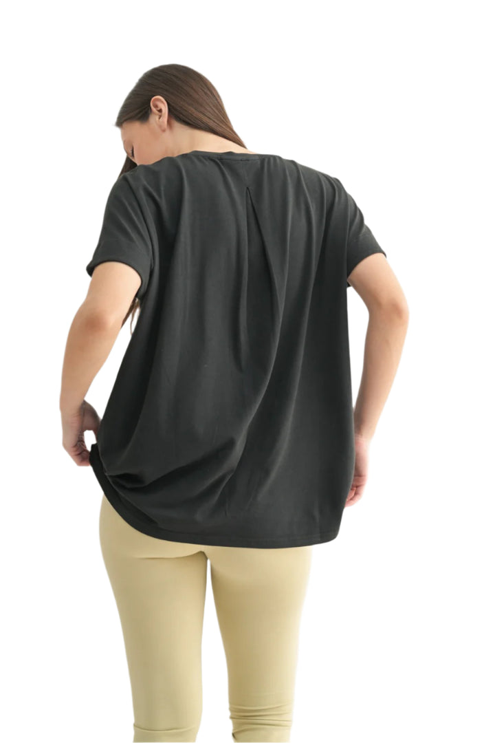 Mono B Shoreline Pima Cotton Slouchy Tee - Black - Back View