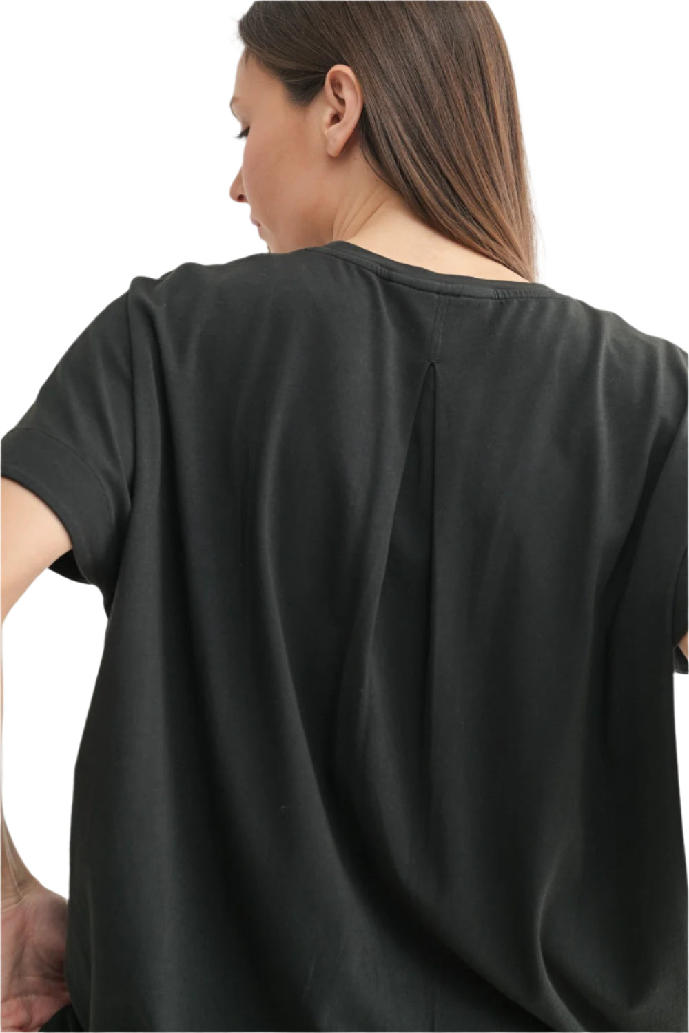 Mono B Shoreline Pima Cotton Slouchy Tee - Black - Back Rear View