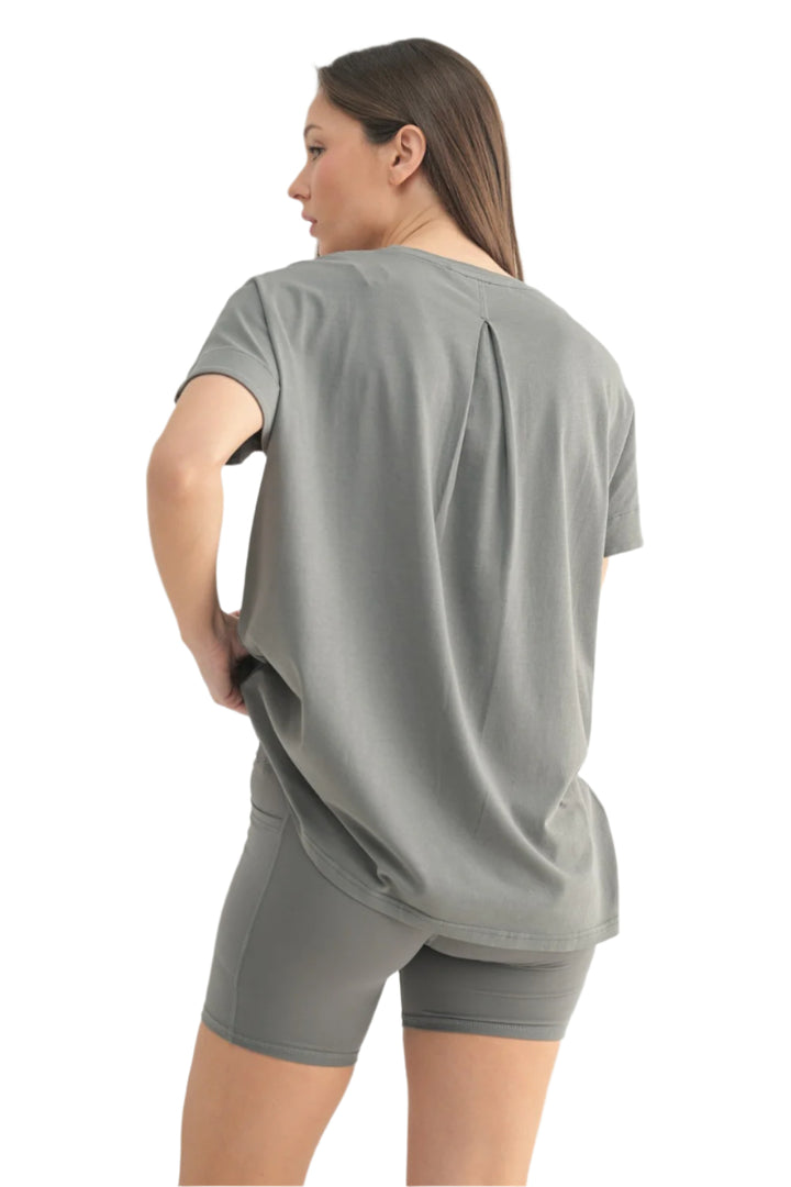 Mono B Shoreline Pima Cotton Slouchy Tee - New Pewter - Back View