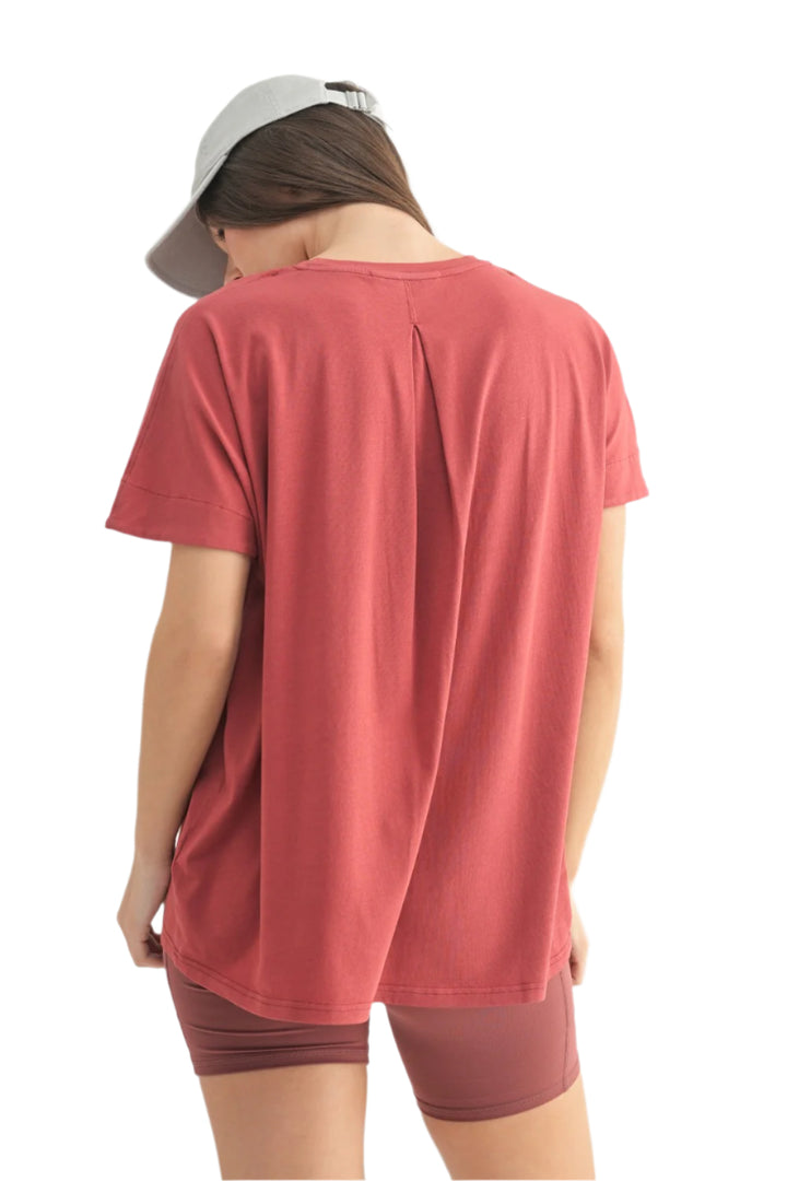 Mono B Shoreline Pima Cotton Slouchy Tee - Red Pear - Back View