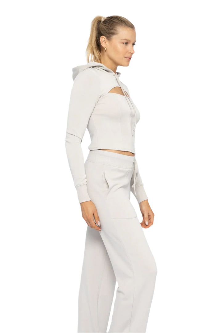 Mono B Corset Style Hoodie - Pale Grey - Side View