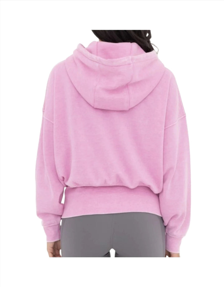 Mono B Fleece Hoodie Jacket KJ11571 Fuschia - Fuchia - Back View