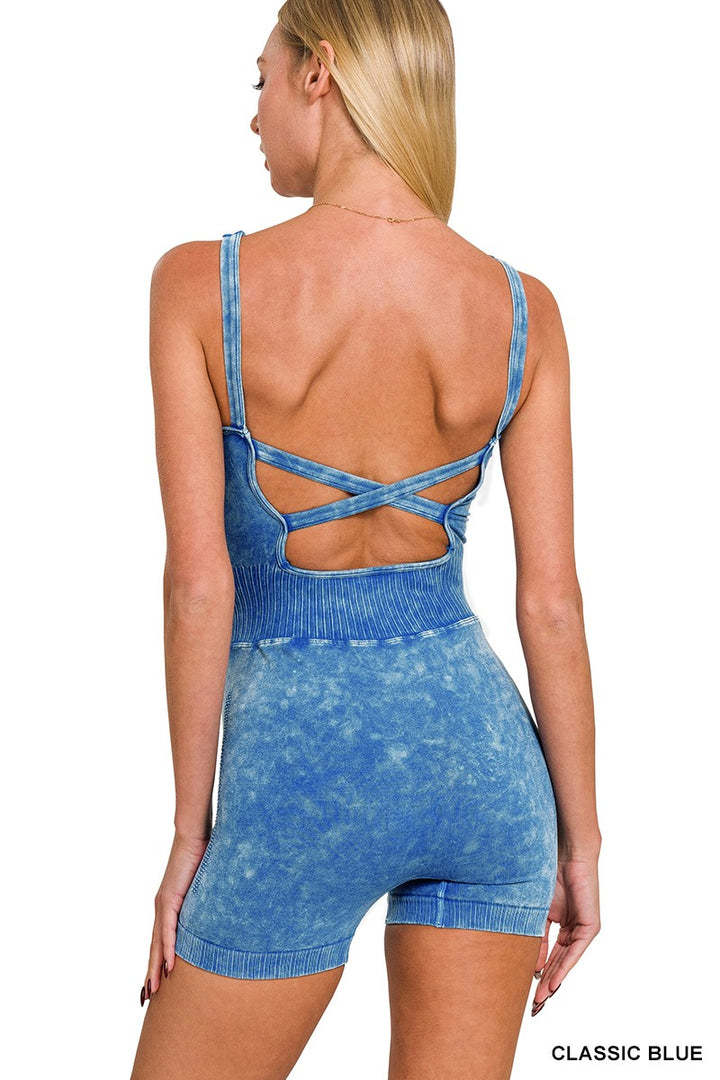 Zenana Mineral Wash Sport Romper NPW-6196A