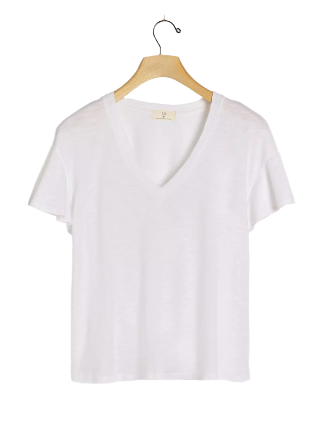 TLA V-Neck Crop Flutter Sleeve Tee and Petite - White - Front Rear View