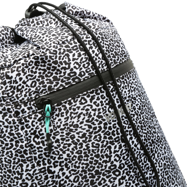 Vooray Stride Cinch Backpack - Black White Leopard - Rear View